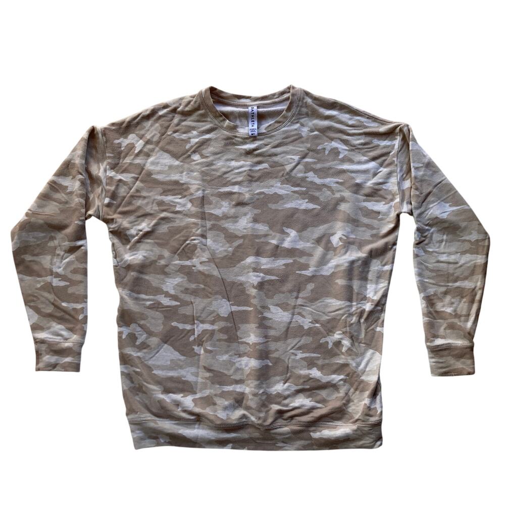 Athleta Tencel Blend Camo Sweatshirt MT Beige Stretch Comfort